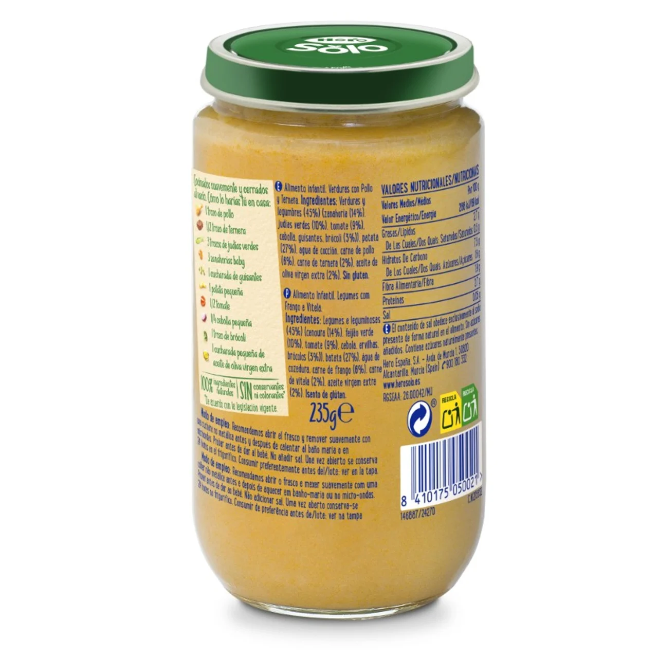 Tarrito de verduritas con pollo y ternera