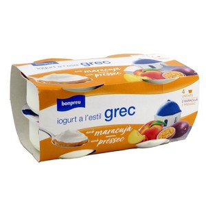 BONPREU Yogur griego de melocotón y maracuyá