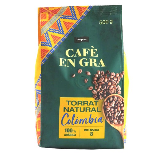 BONPREU Cafè en gra de torrat natural Colòmbia
