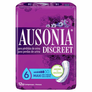 AUSONIA DISCREET Compresa maxi para incontinencia 12 por envase