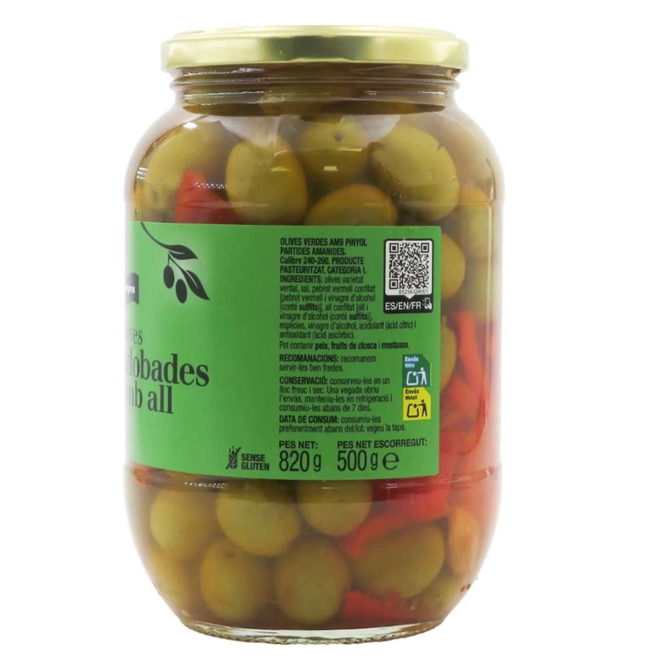 BONPREU Aceitunas adobadas con ajo