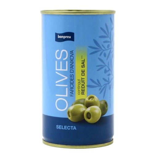 BONPREU Olives farcides d'anxova baixes en sal