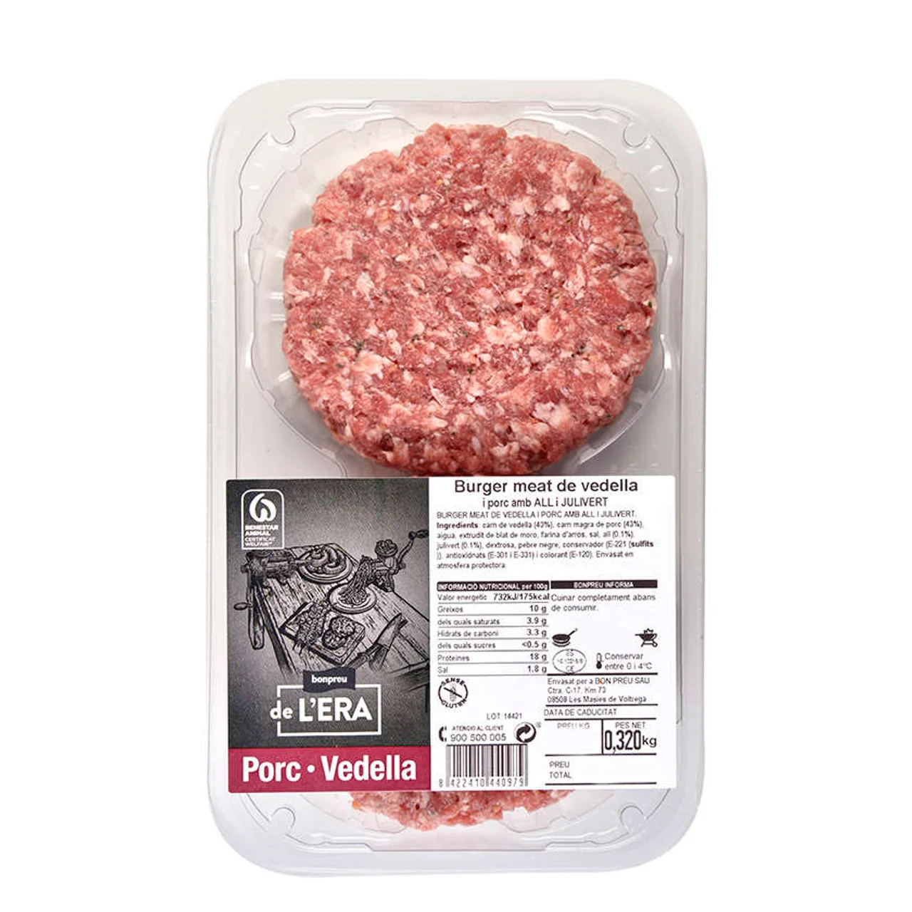 BONPREU Burger meat ternera, cerdo ajo y perejil