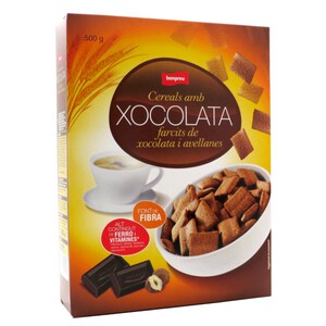 Imagen de BONPREU Cereals de xocolata farcits de xocolata i avellanes