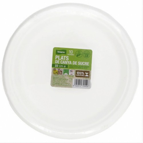 BONPREU Plats de canya de sucre de 22 cm