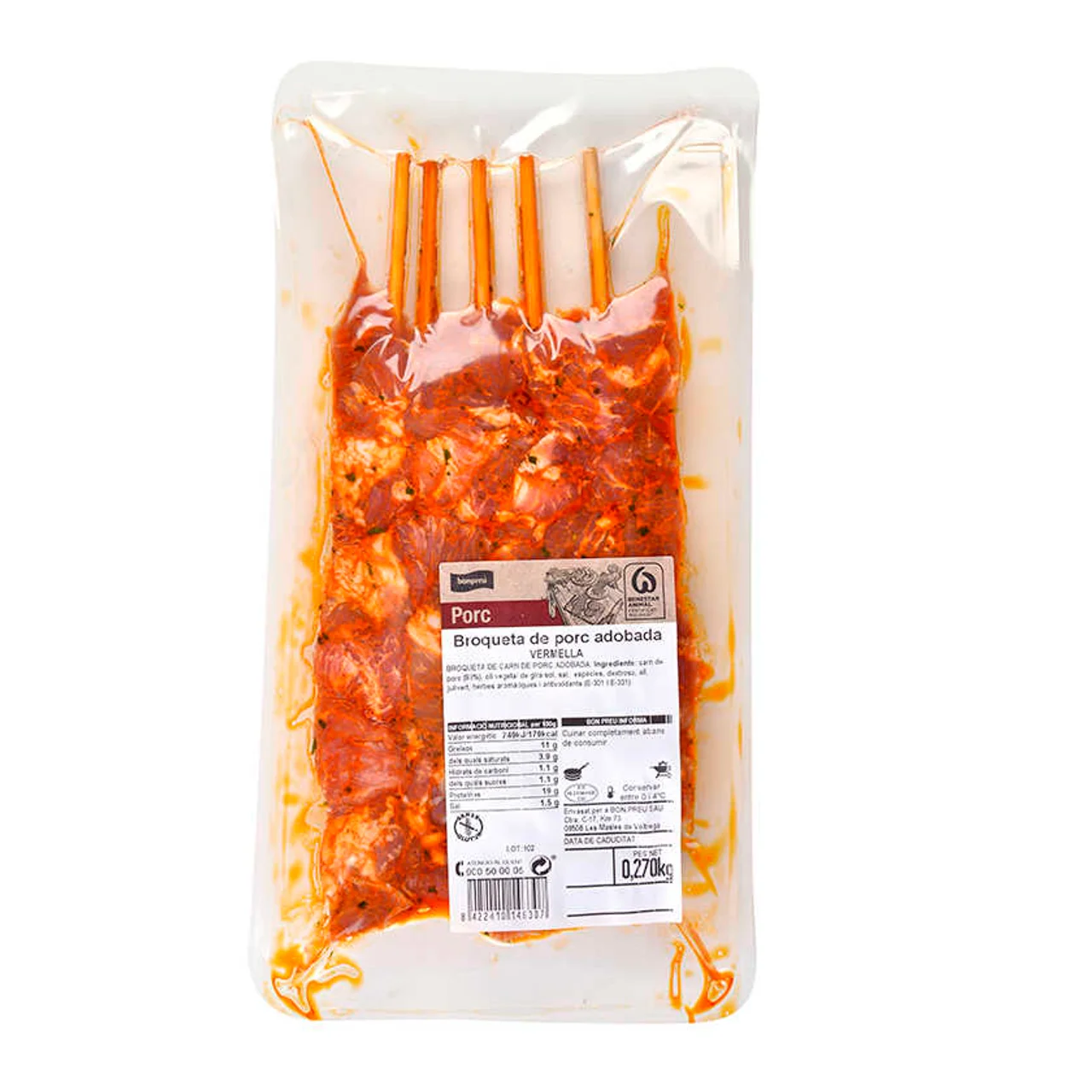 BONPREU Pincho de cerdo adobado rojo