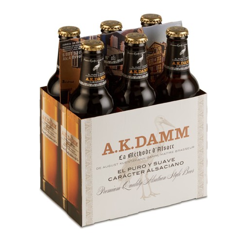 DAMM A.K. Cervesa premium alsaciana 6x33 cl en ampolla