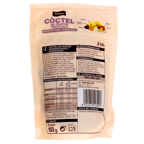 BONPREU Còctel de fruites tropicals deshidratades i dessecades