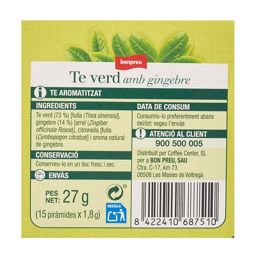 BONPREU Te verd amb gingebre