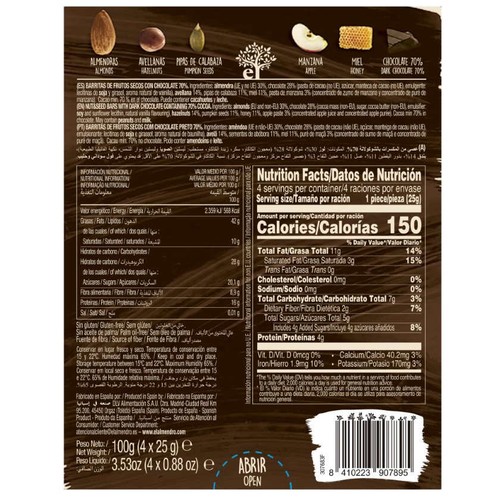 EL ALMENDRO Barretes d'ametlla amb xocolata negre