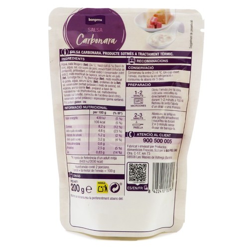 BONPREU Salsa carbonara