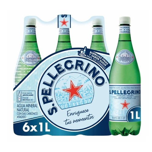 SAN PELLEGRINO Aigua amb gas mineral  natural 6x1 L