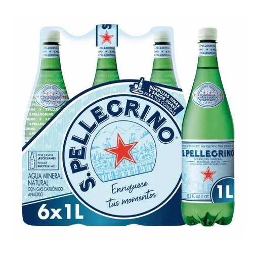 Agua con gas mineral natural 1 L en botella