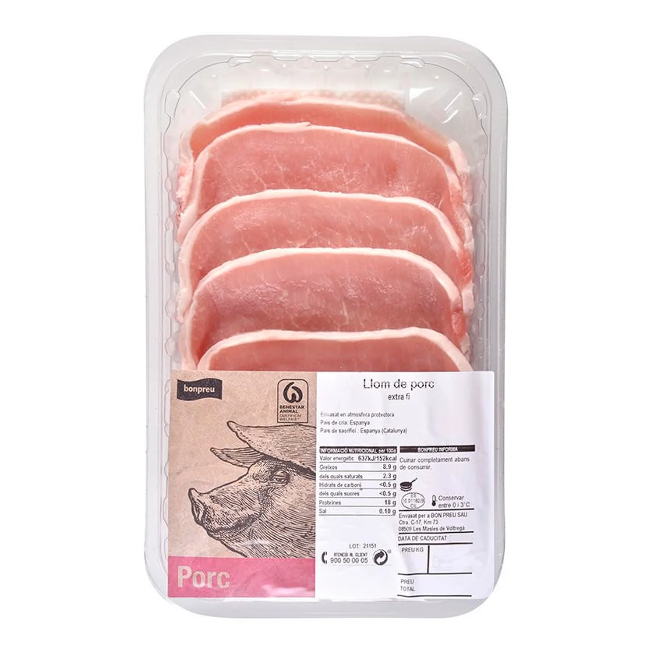 BONPREU Lomo de cerdo extra fino