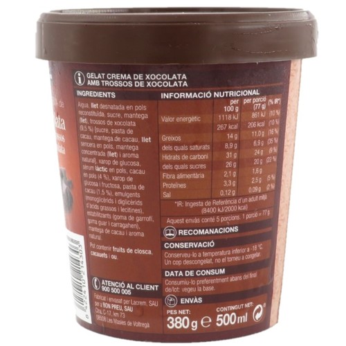 BONPREU Gelat de xocolata amb trossos de xocolata