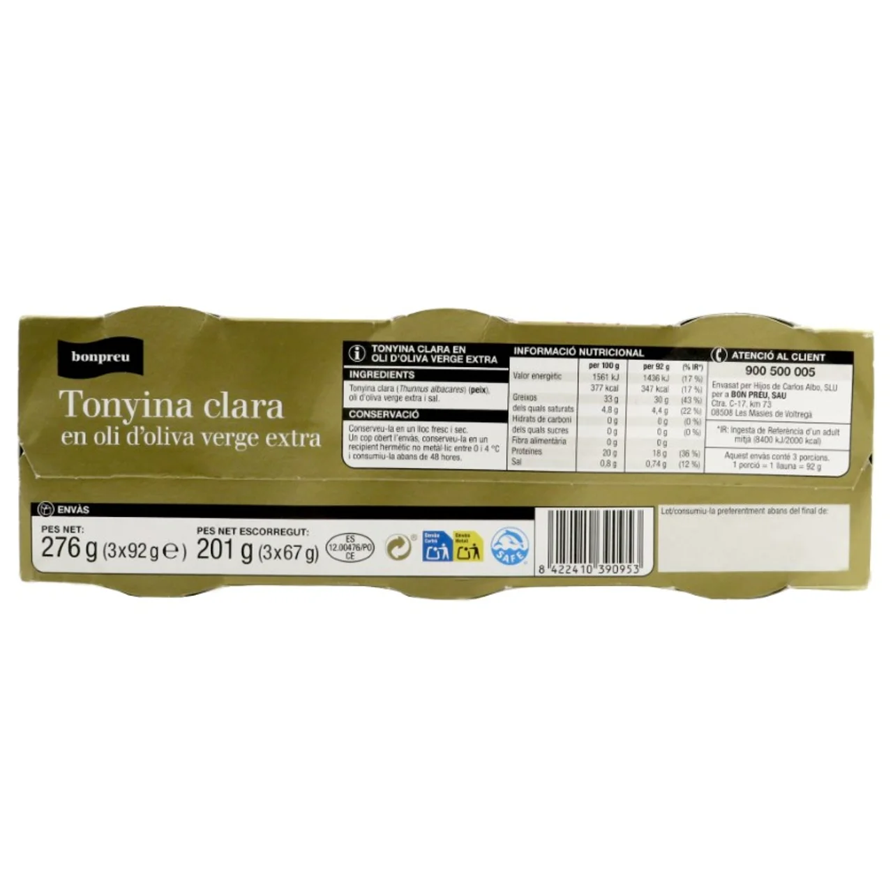 BONPREU Atún claro en aceite de oliva virgen extra