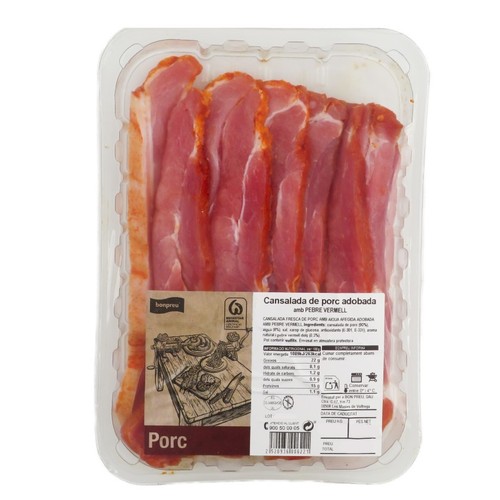 BONPREU Cansalada de porc filetejada adobada