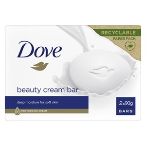 Jabón de manos pastilla original DOVE, pack 2x90 g 2 x 0.09 kg