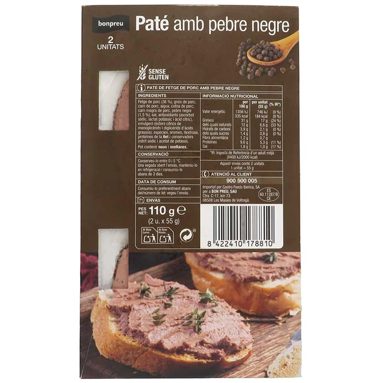 BONPREU Paté con pimienta negra