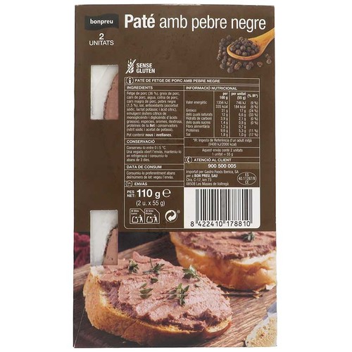 BONPREU Paté amb pebre negre