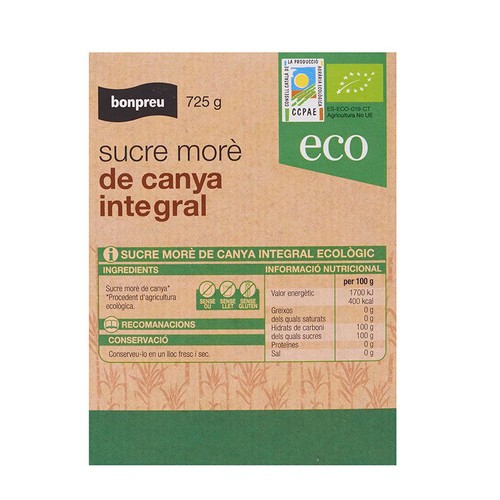 BONPREU Sucre morè de canya integral ecològic
