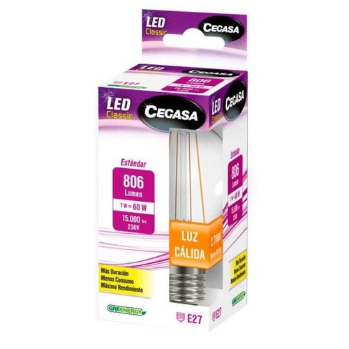 CEGASA Bombeta Led E27 llum càlida 7W-60W