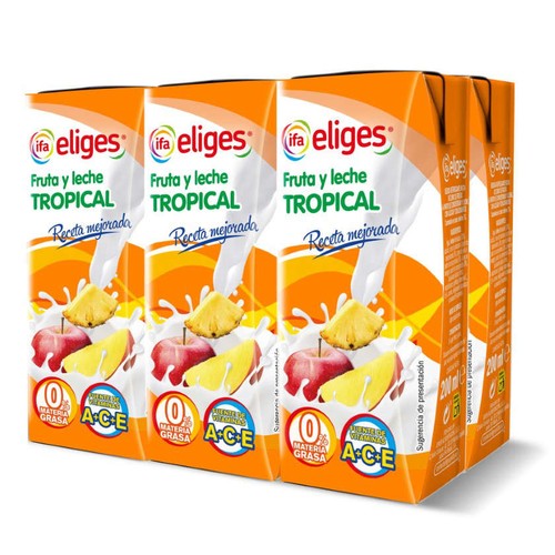 IFA Pack 6u. suc de fruita i llet Tropical en cartró
