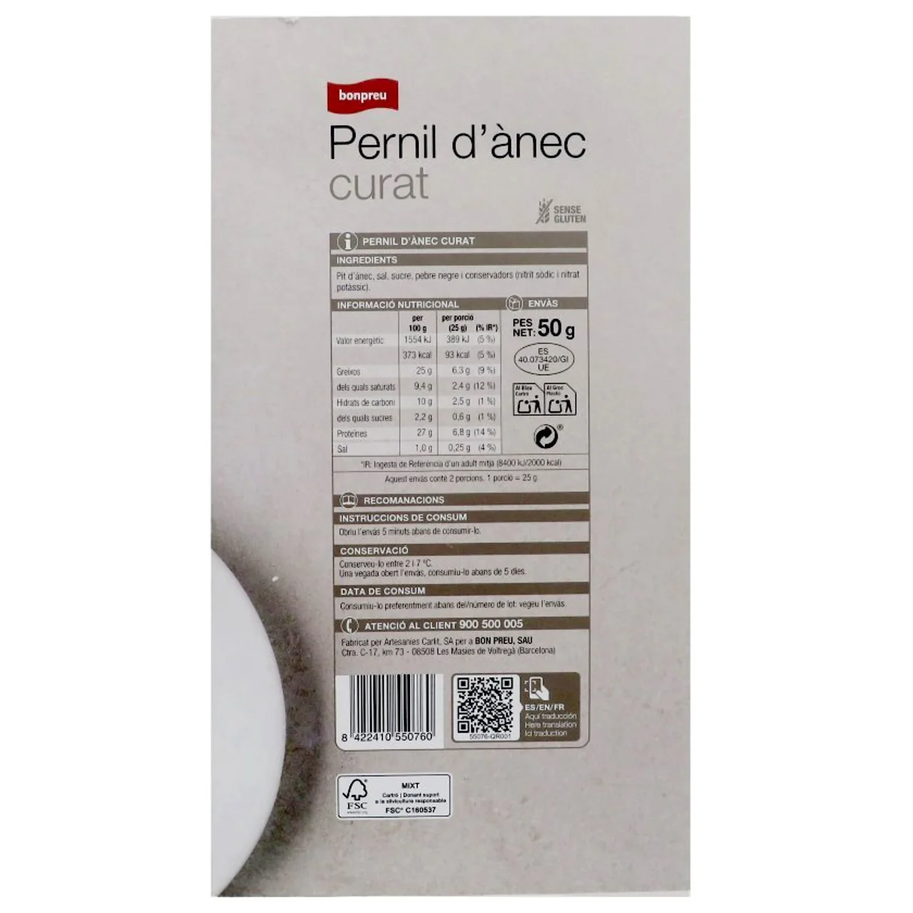 BONPREU Jamón de pato curado