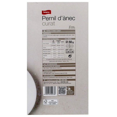 BONPREU Pernil d'ànec curat