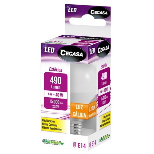 CEGASA Bombeta Led E14 llum càlida 5W-2700K