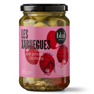 Aceitunas verdes sin hueso con pimiento e hierbas