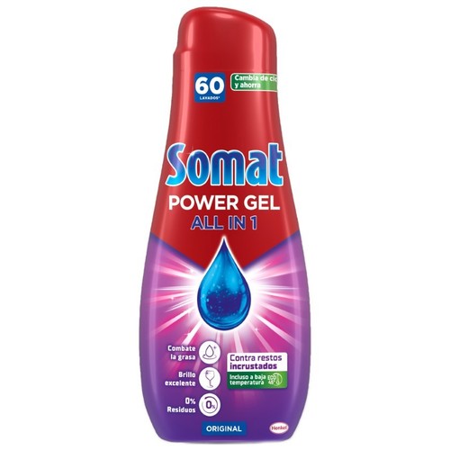 SOMAT Detergent rentavaixelles Tot en 1 gel de 60 dosis