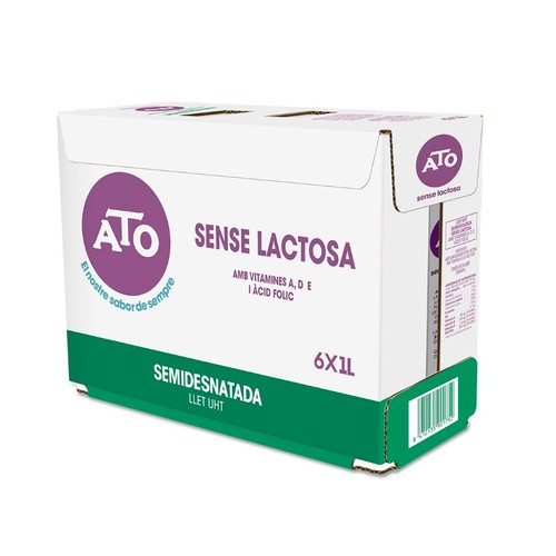 ATO Llet semidesnatada sense lactosa  6 x1 L en cartró