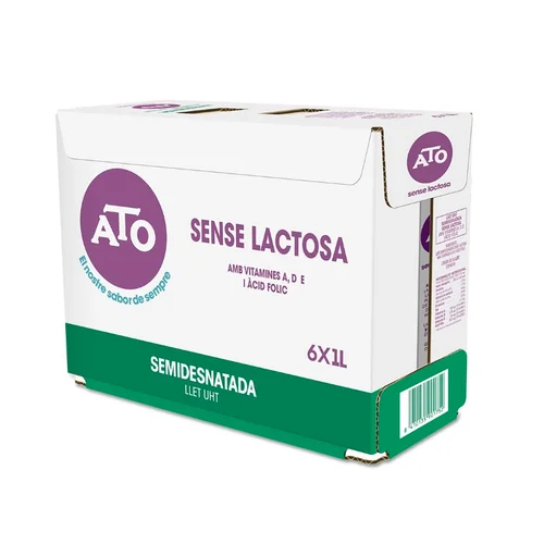 Leche semidesnatada sin lactosa en cartón