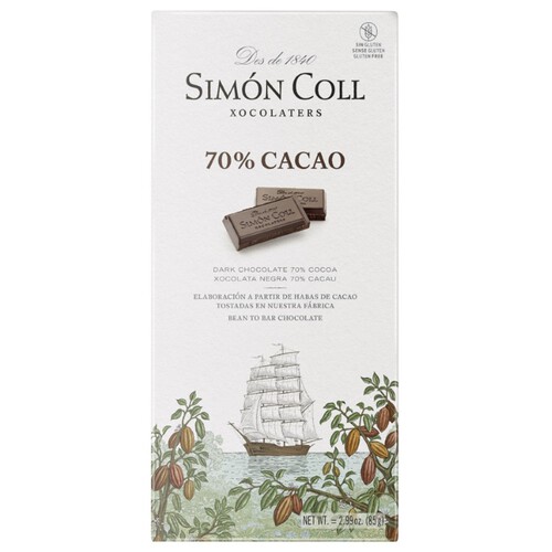 SIMÓN COLL Xocolata negra 70% Km0
