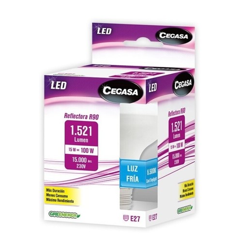 CEGASA Bombeta Led E27R90 llum freda 15W-6.500K