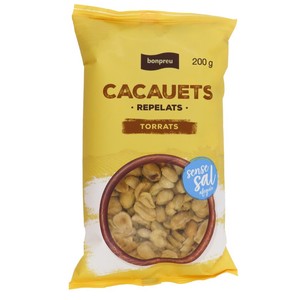 BONPREU Cacahuetes repelados tostados sin sal añadida