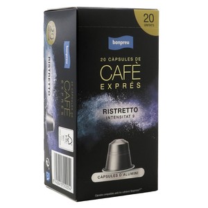 BONPREU Cápsulas de café Ristretto Intensidad 9