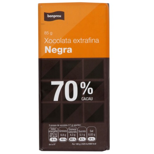 BONPREU Xocolata extrafina negra 70%