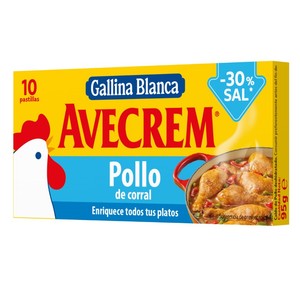 Caldo de pollo bajo en sal en pastillas