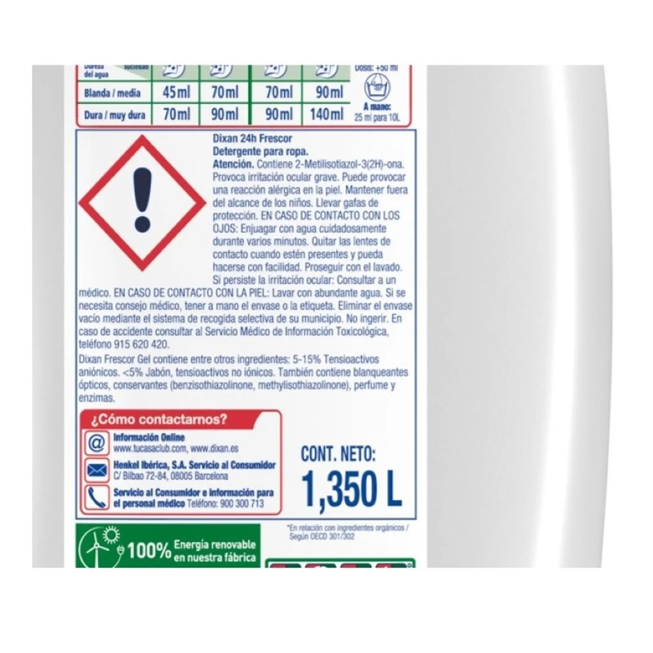 Detergente líquido Frescor 4 en 1 de 30 dosis