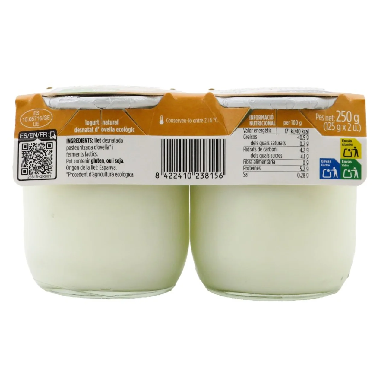 TERRA I TAST Yogur natural desnatado de oveja ecológico