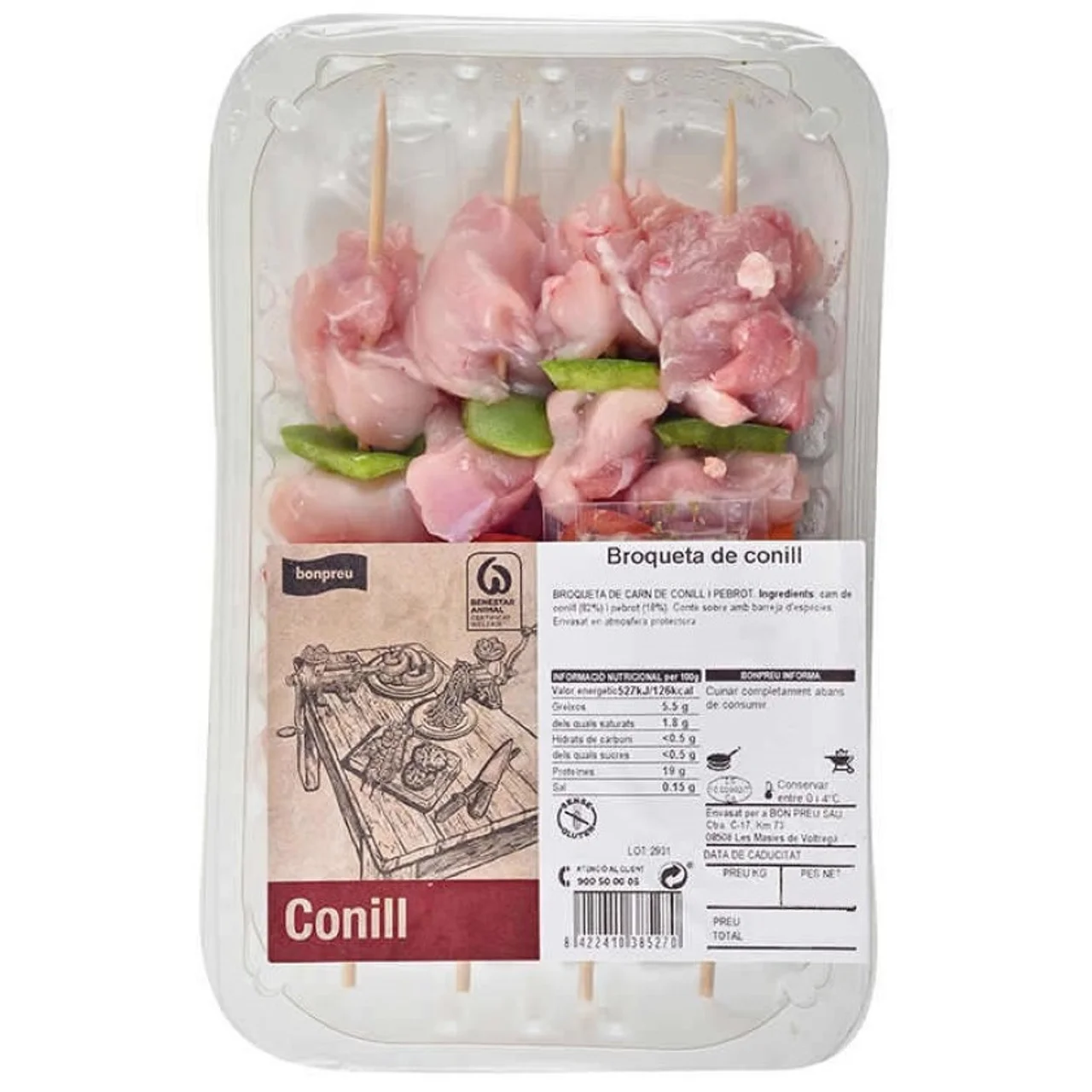 BONPREU Brocheta de conejo y pimiento