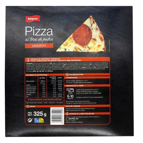 BONPREU Pizza al forn de pedra de pepperoni