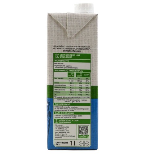 BONPREU Llet sencera UHT ecològica