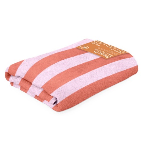 KIANDU Tovallola de platja de ratlles roses
