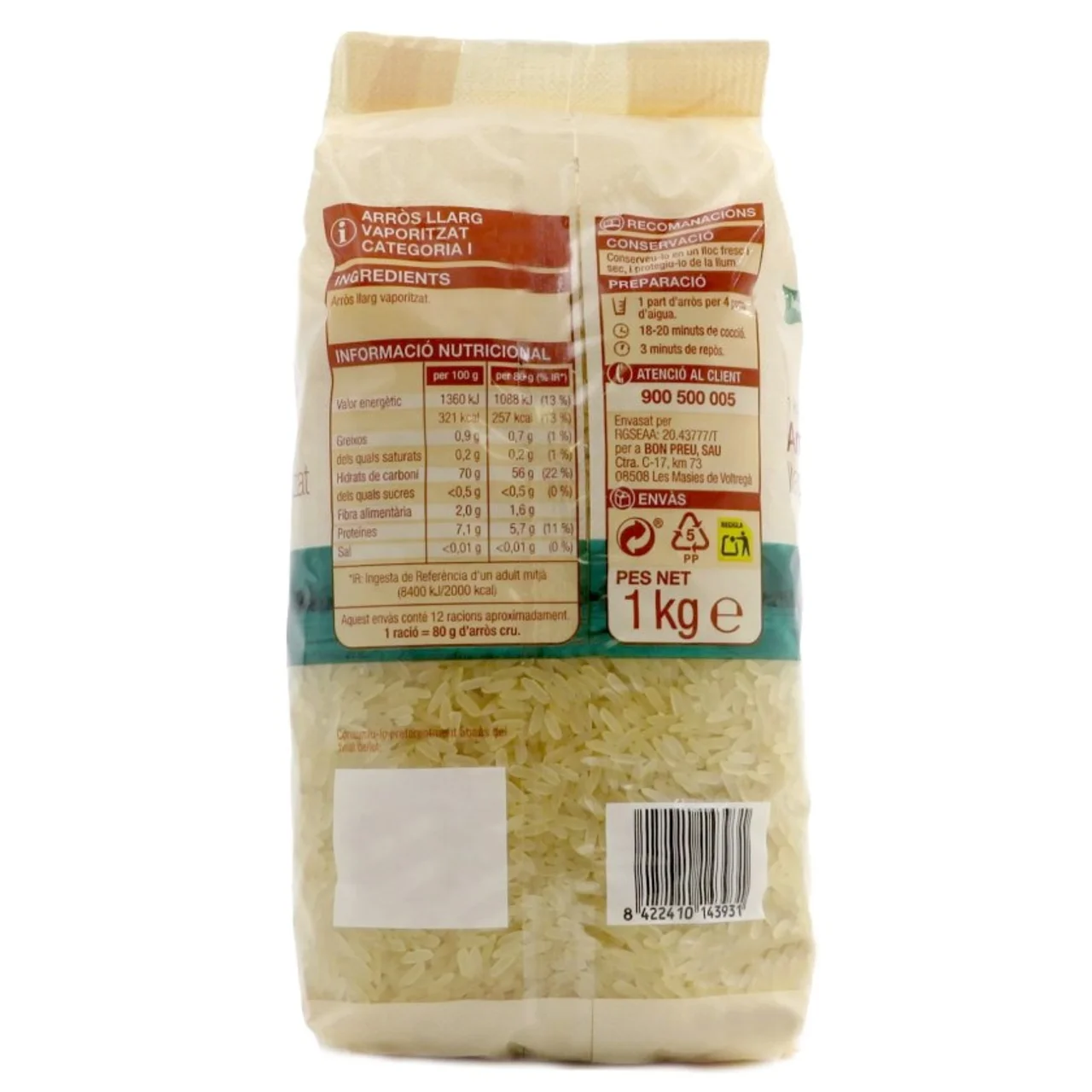 BONPREU Arroz largo vaporizado