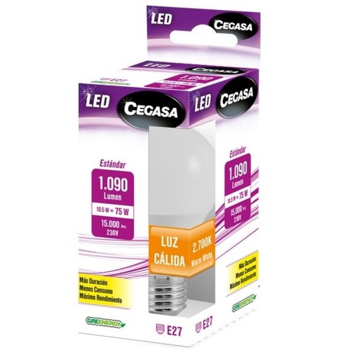 CEGASA Bombeta Led E27 llum càlida 10,5W-2700K