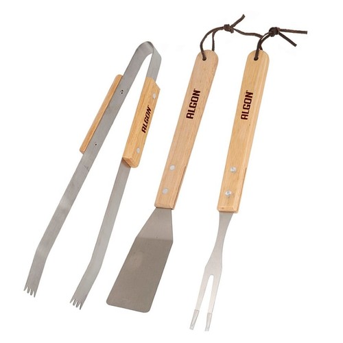 ALGON Accessoris per barbacoa amb mànec de fusta