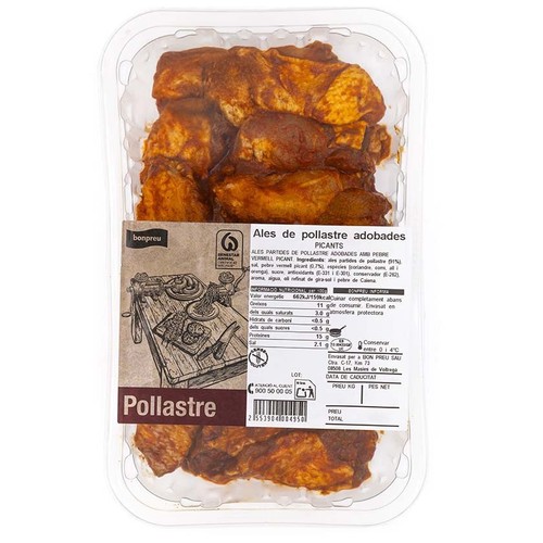 BONPREU Ales adobades picants de pollastre